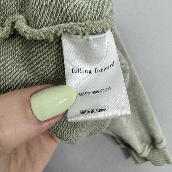 Falling Forward Free People Sweatshirt Womens Medium Green Slouchy Oversized - Picture 13 of 14